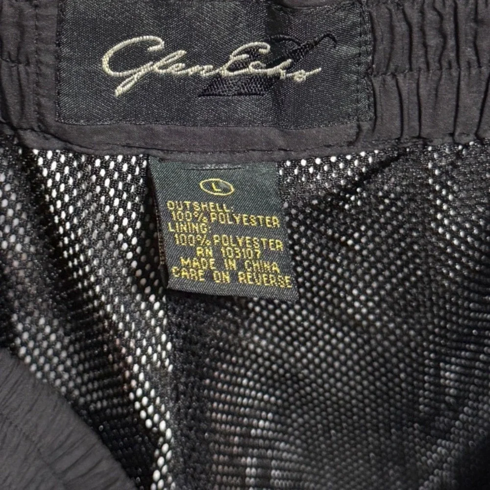 Glen Echo Golf Mens Black Mesh Lined Track Pants Windbreaker Ankle Zip Size‎ L
